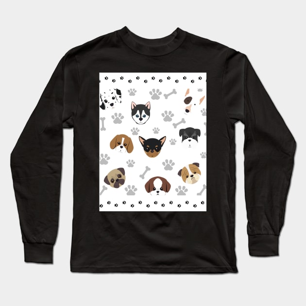 Cute Puppy Dog Pattern Design - Perfect Gift for Dog Lovers Long Sleeve T-Shirt by ViralAlpha